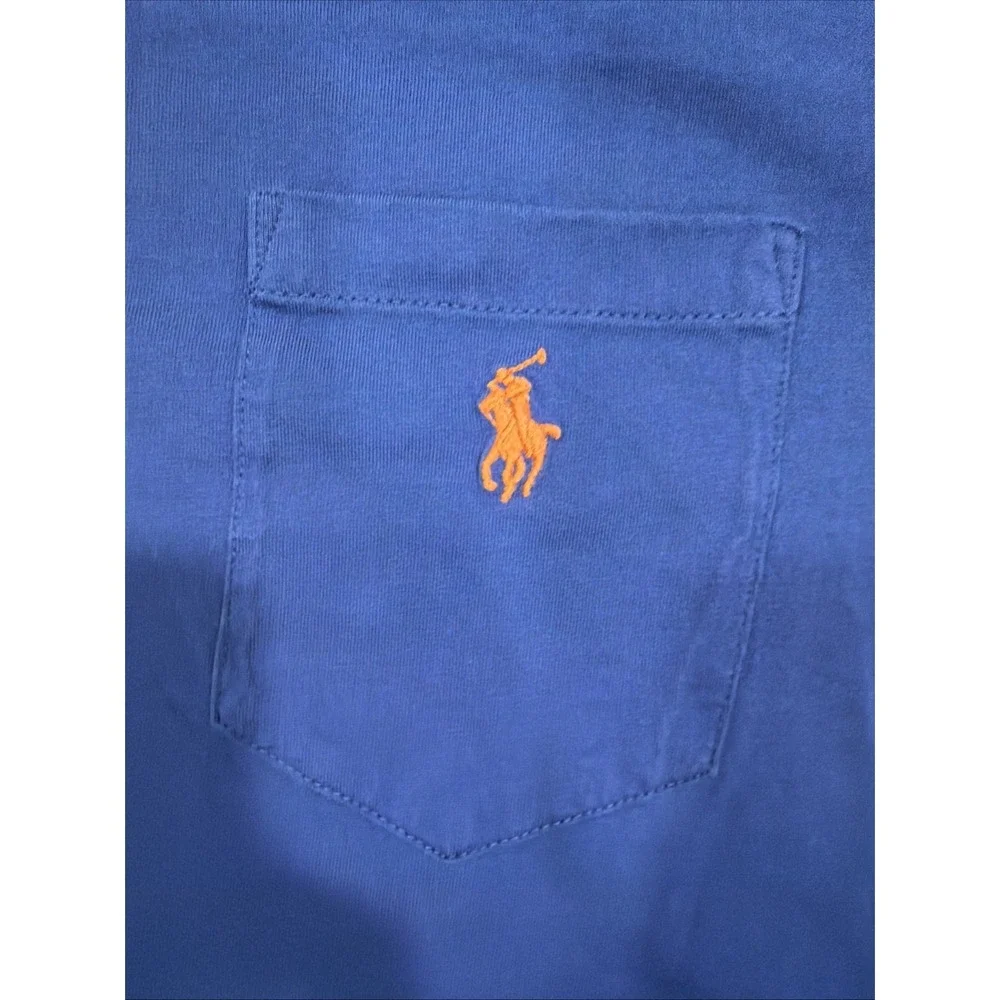 Polo Ralph Lauren Mens‎ Med Blue Long Sleeve Pocket T Shirt Crew Neck Cotton